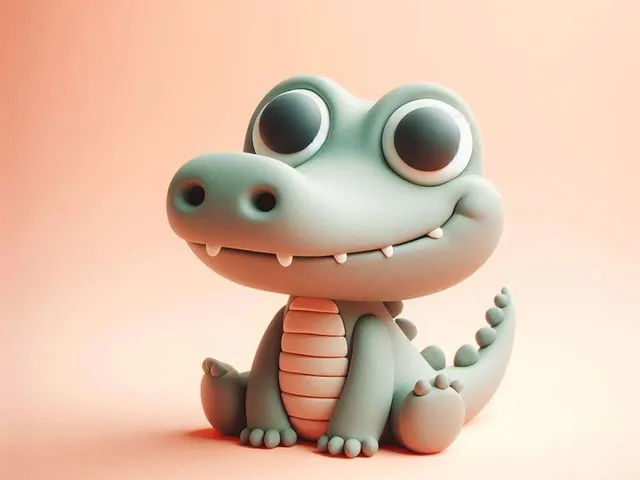 Baby Crocodile Clay character kawaii 3D Model