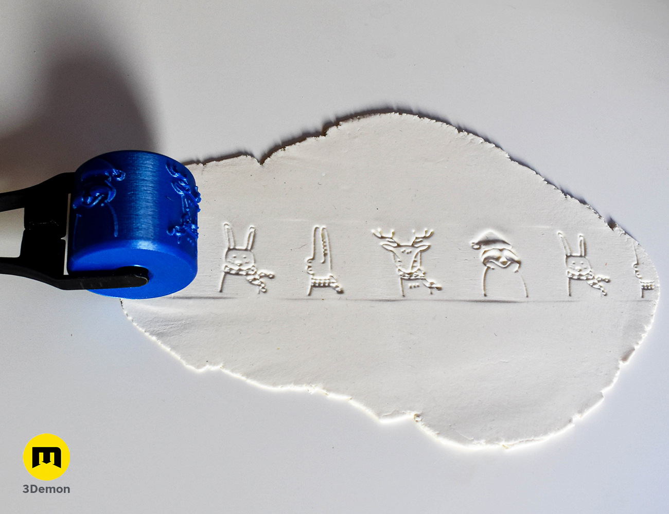 Clay Texture Roller and handle - Winter Animals #2