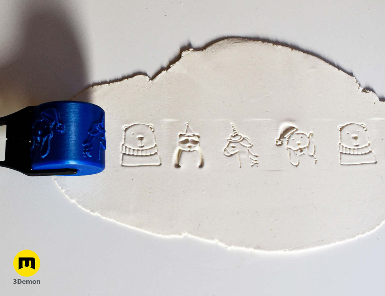 Clay Texture Roller and handle - Winter Animals #1