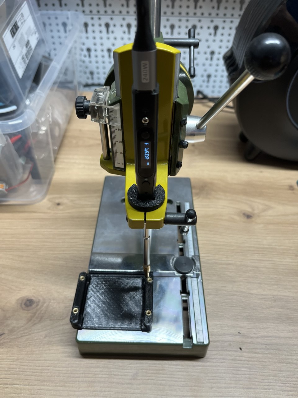Proxxon MB200 Pinecil heat set insert press adapter