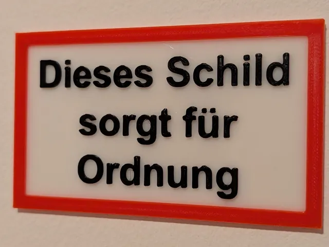 Schild - "Dieses Schild sorgt für Ordnung"