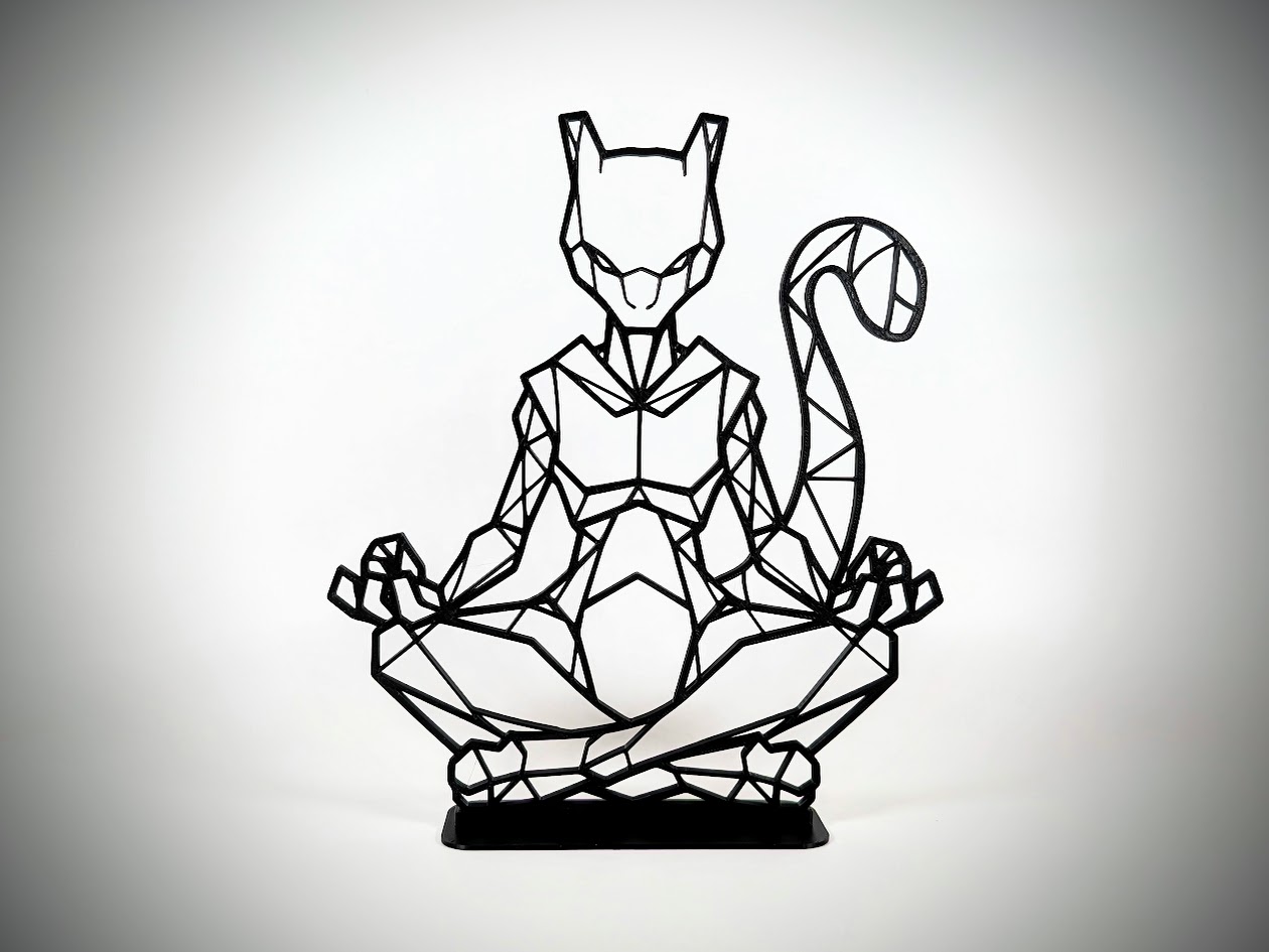 Geometric Low Poly Meditating Mewtwo