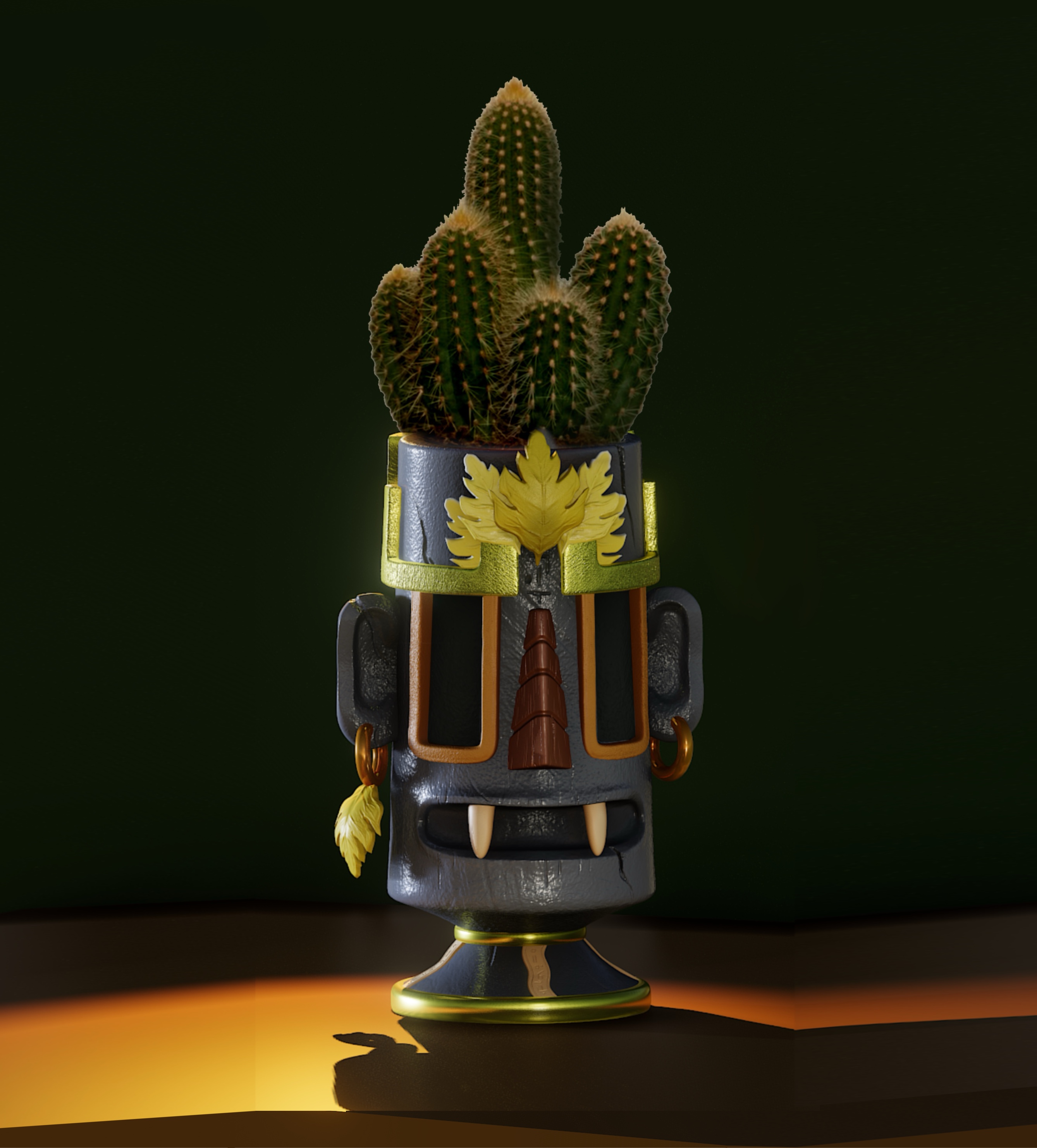 Aztec Pen Holder  Plant Vase