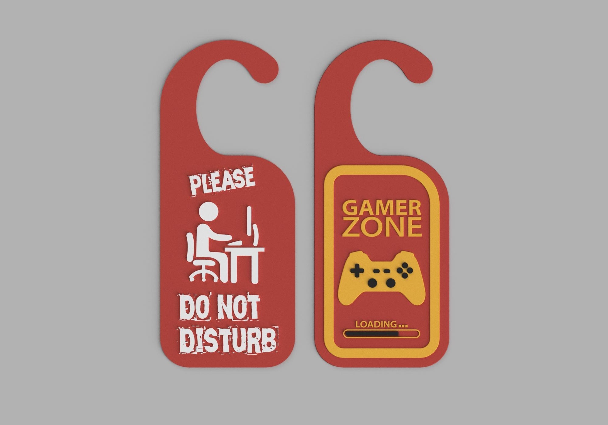 "Gamer Zone" and "Do Not Disturb" Door Sign for Room
