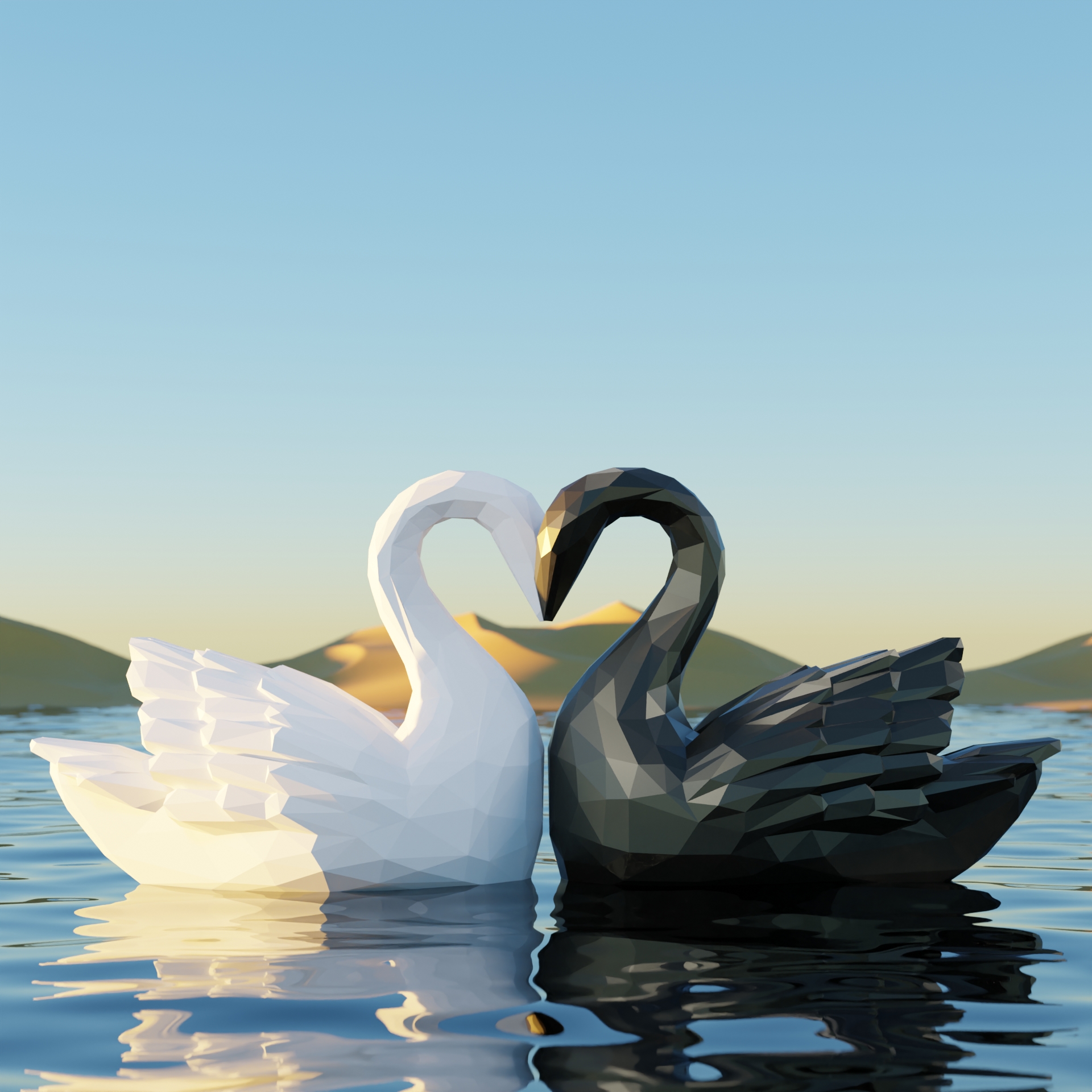 Valentine nuzzling Swan Couple