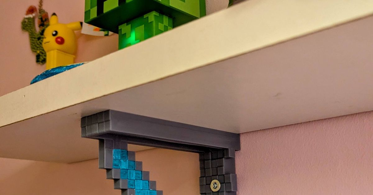 Minecraft sword shelf bracket by marzsman | Download free STL model | Printables.com