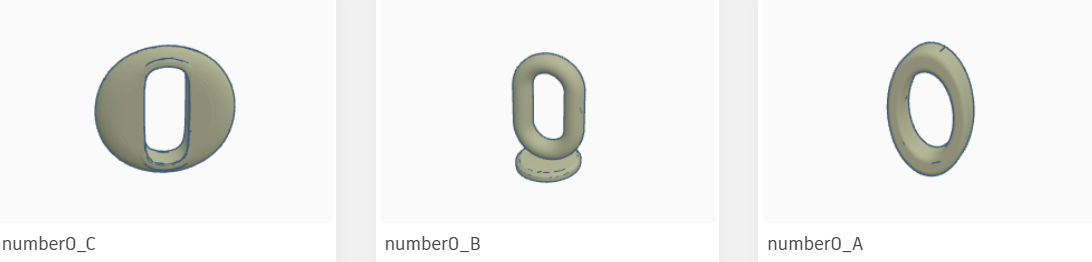 Three variants of 3D number 0