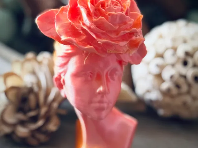 Woman Adorned with Large Flower Bust