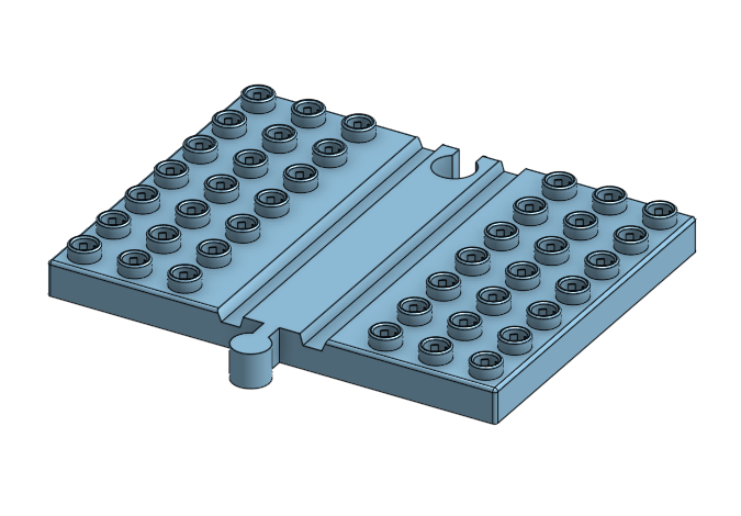 Adaptér pro dřevěnou vláčkodráhu, kompatibilní s LEGO DUPLO /  Adapter for wooden train tracks, compatible with LEGO DUPLO