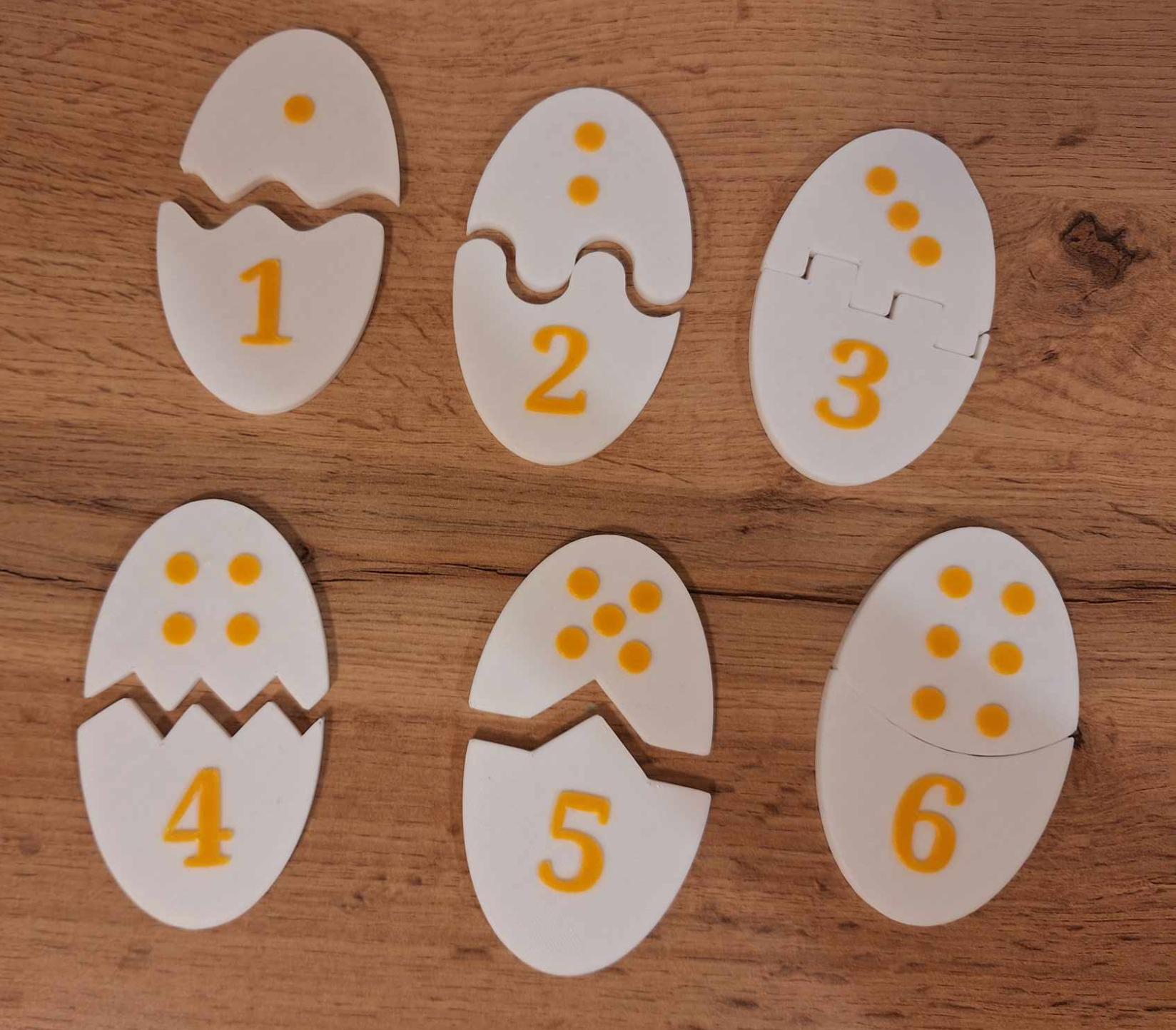 Children's Eggs Puzzle  with numbers (1-6) and different shapes