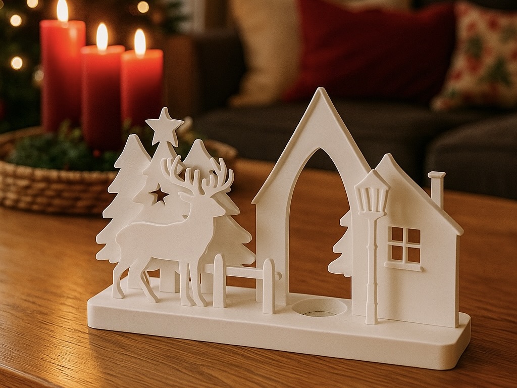 Weihnachtsdorf mit LED-Teelicht Halter / Christmas Village with LED tealight holder