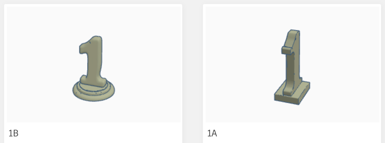 Two variants of 3D number 1