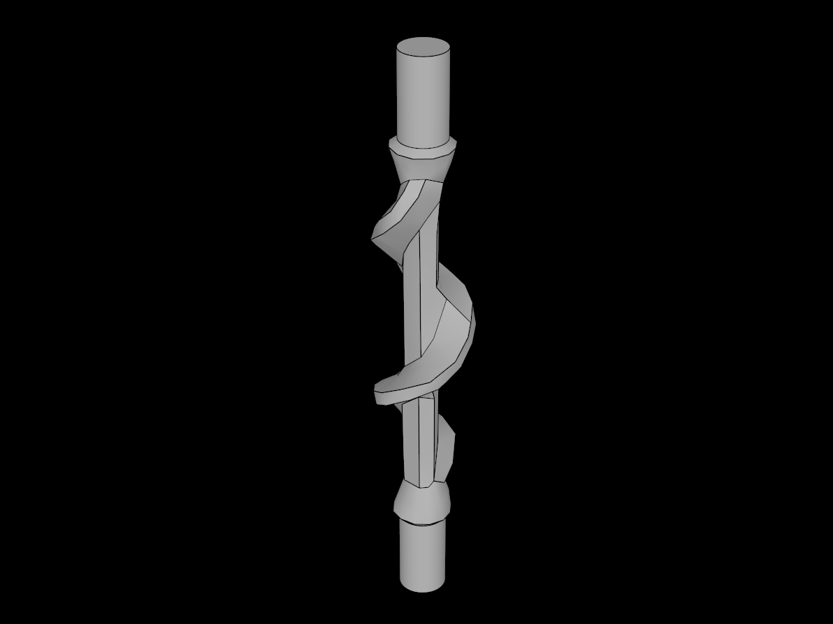 Lego Compatible (35032d.dat) Power Burst Bolt  5L Spiral with Bar at Both Ends