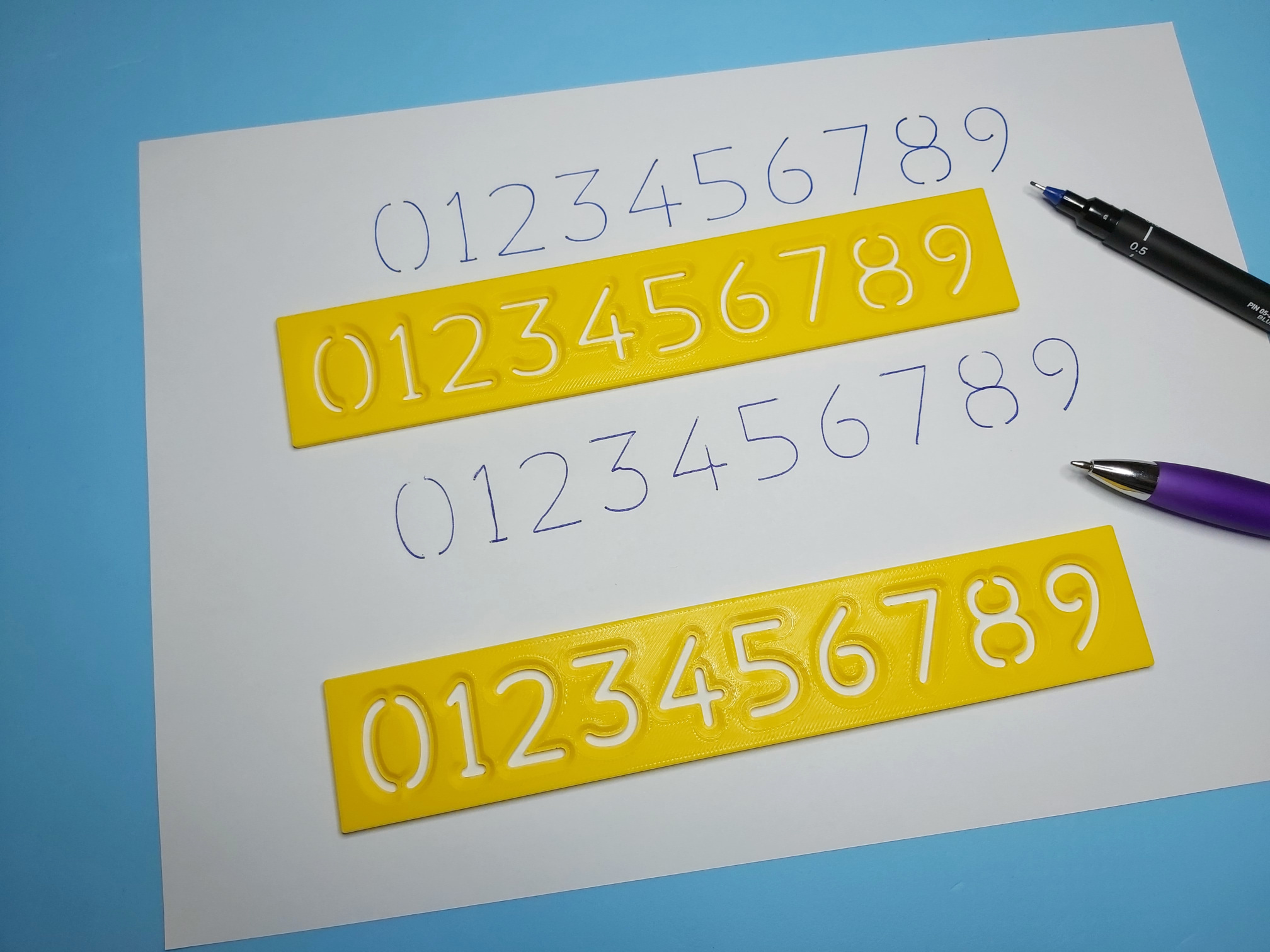 Numbers Stencil for a pen