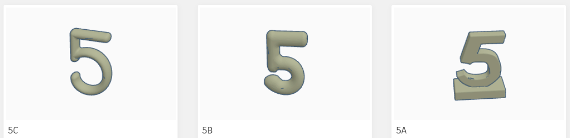 Five variants of 3D number 5