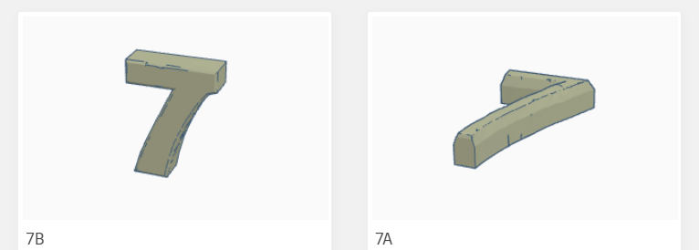 Two variants of 3D number 7
