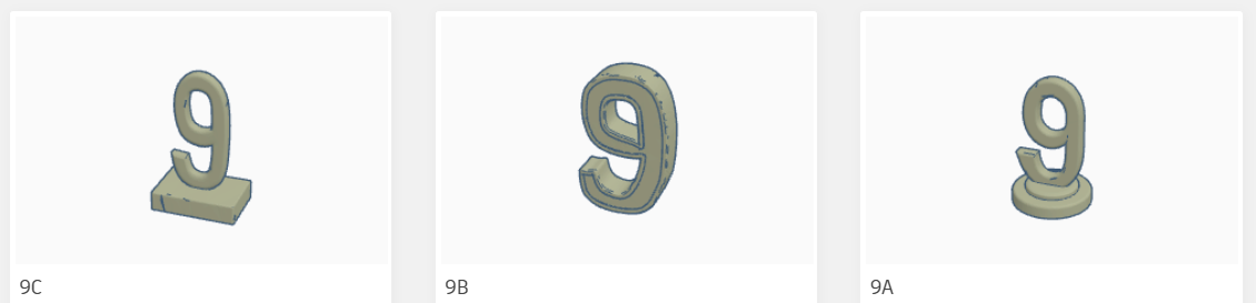 Three variants of 3D number 9