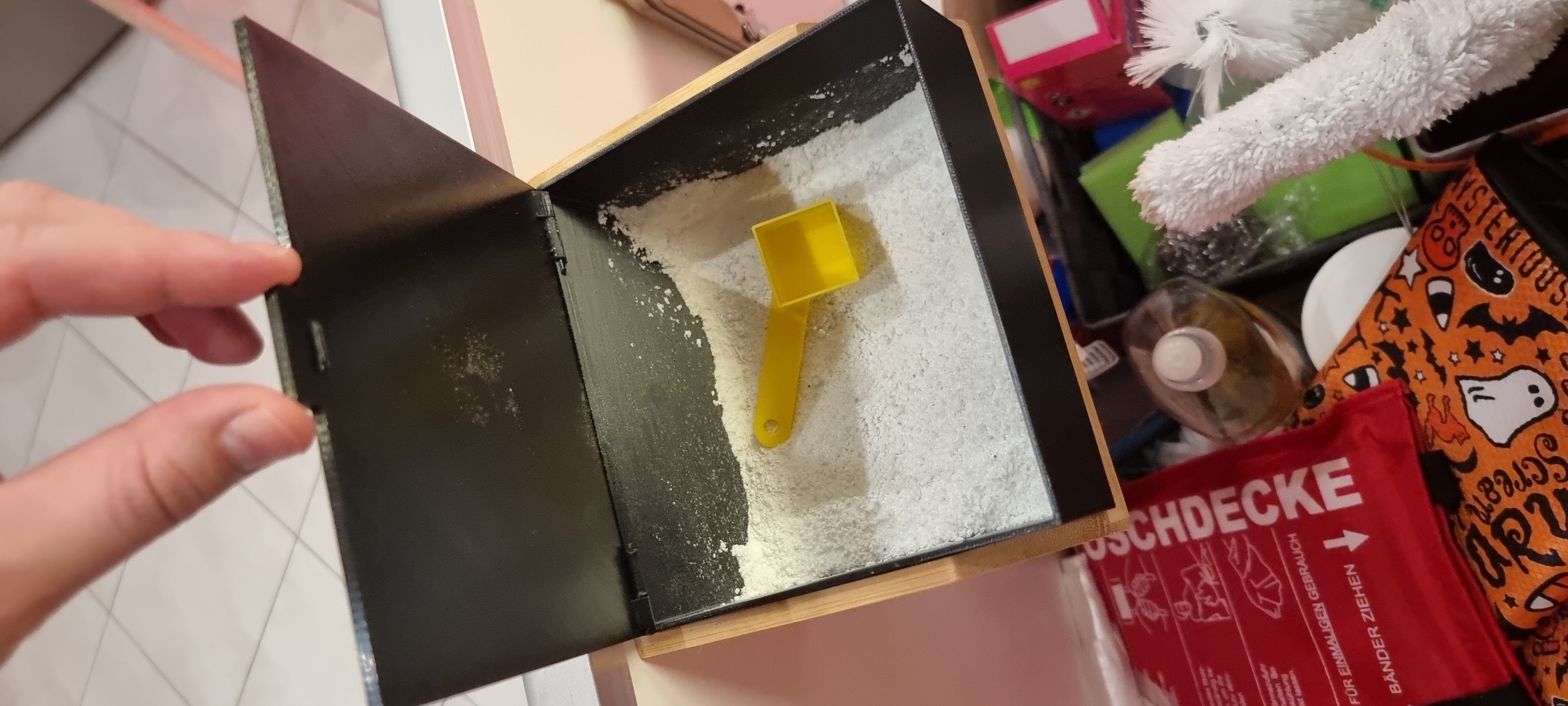 Washing powder box with lid for Ikea bamboo