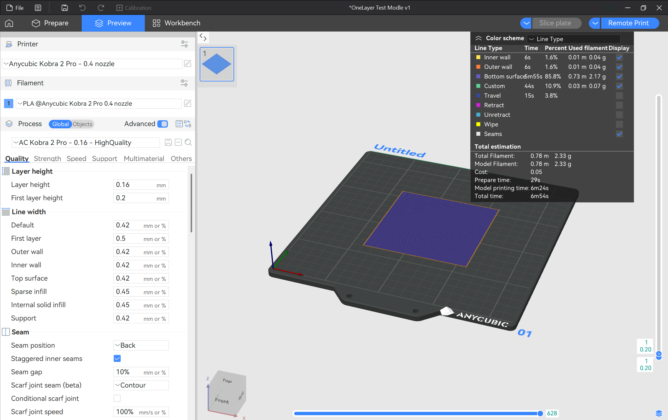 Anycubic Slicer Next Printing Profile for Anycubic Kobra 2 Pro