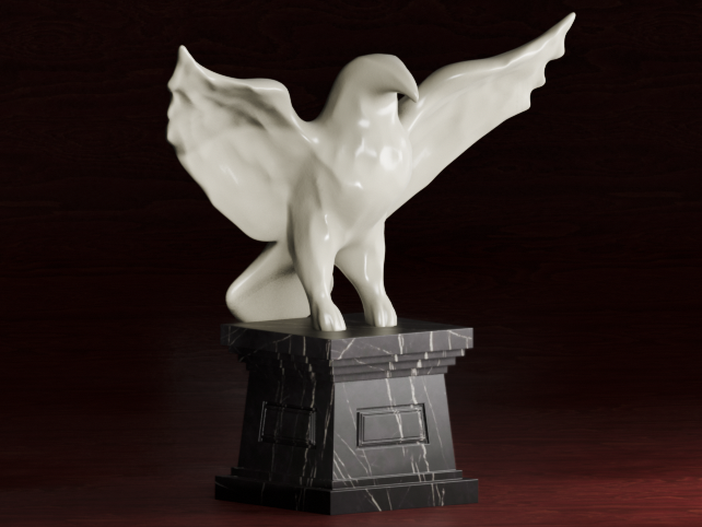 Minimalist Modern American Bald Eagle with Pedestal