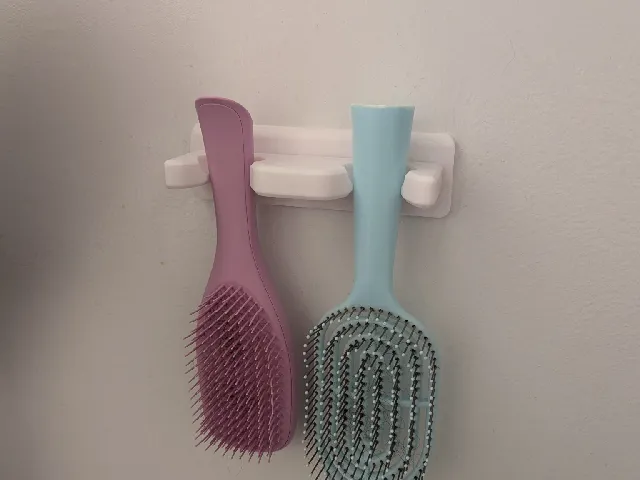 2 Parts Dual Hairbrush holder with 3M Command Strip