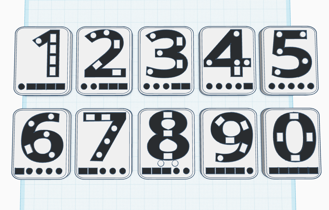Morse tiles - Numbers (multicolor)