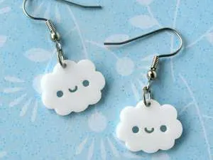 Cloud earrings with a smile face