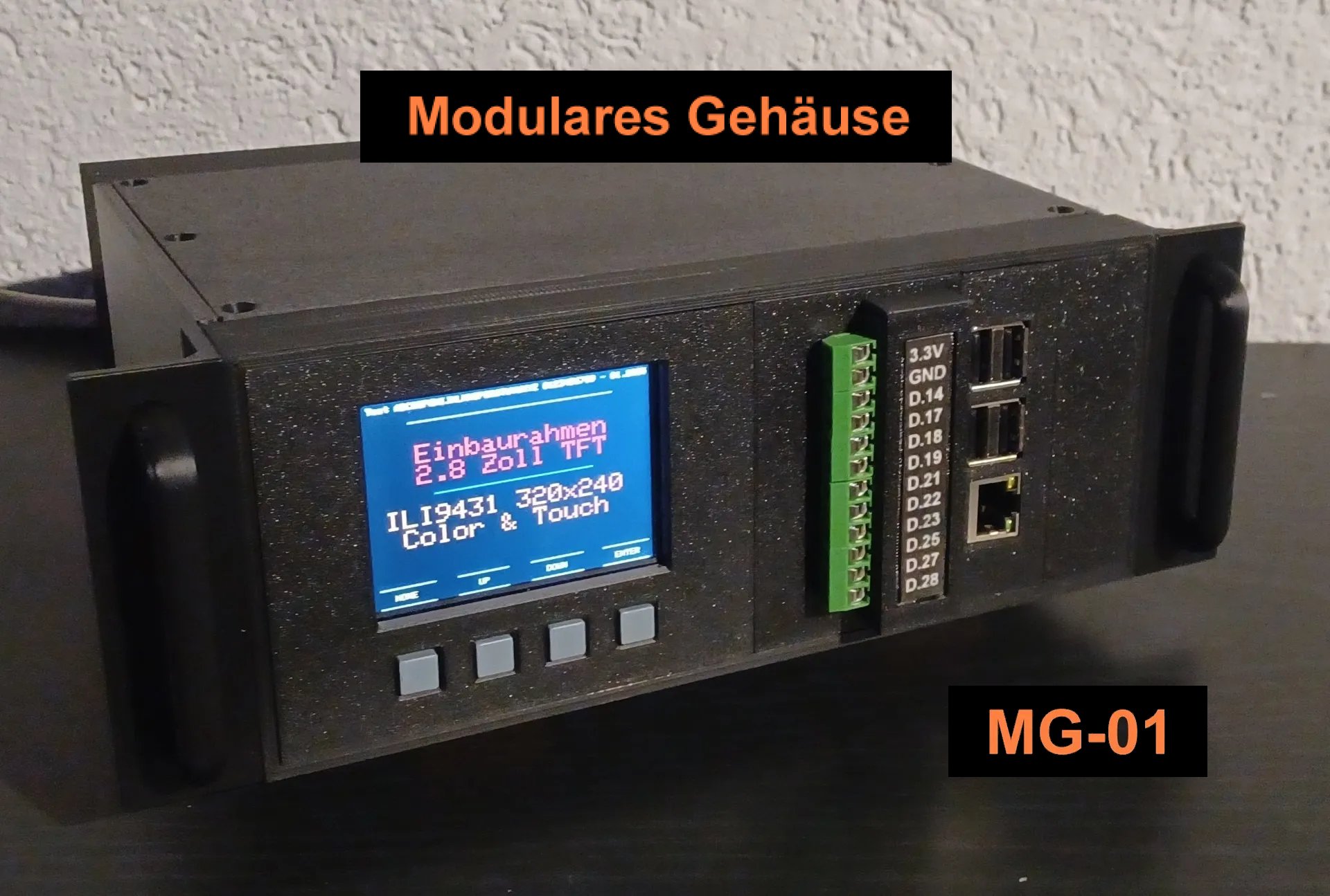 Modulares Gehäuse MG-01 für MG-Module ESP32, Arduino, Raspi, ILI9341, uvm.
