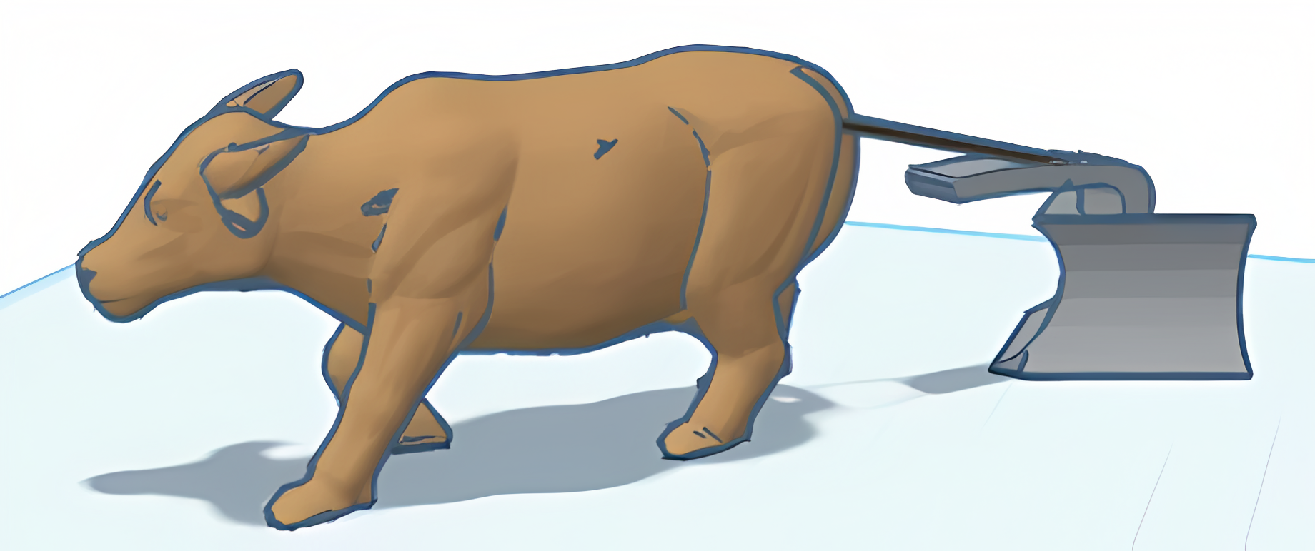 Ox pulling plow