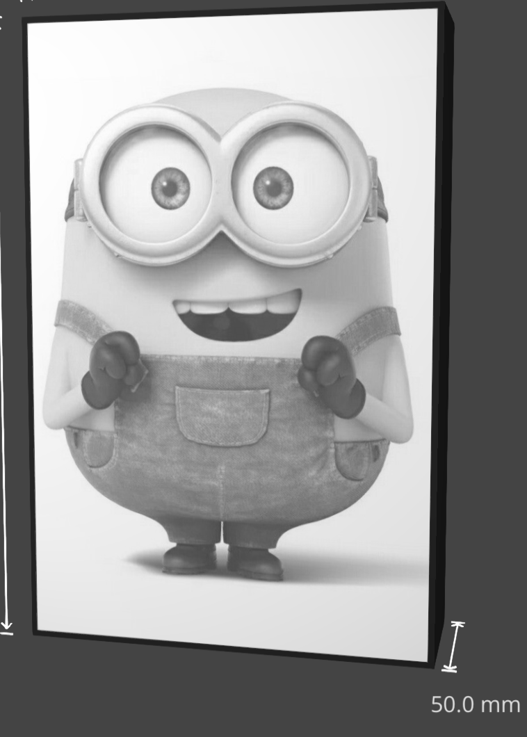 Minion, Black and white lithophane