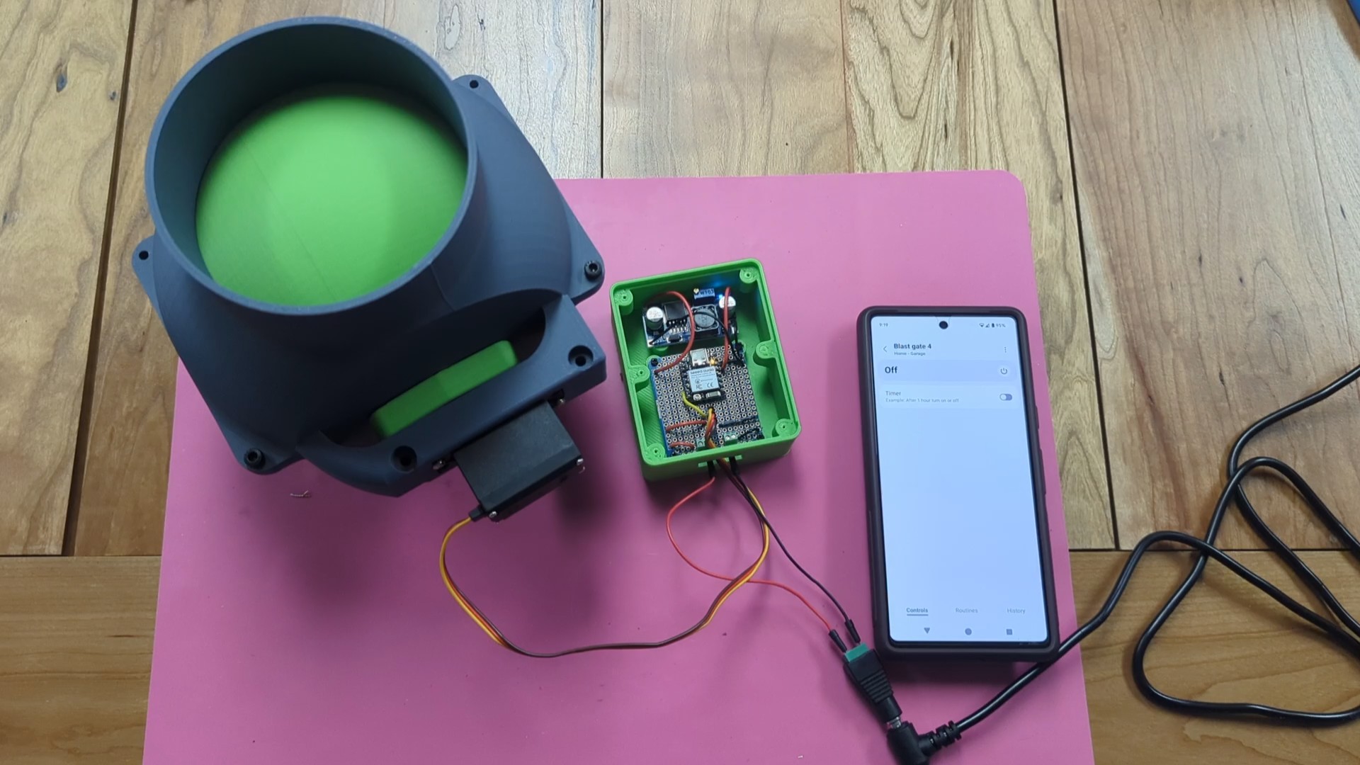 Zigbee controller for servo mounted ball valve blast gate 3D model thumbnail