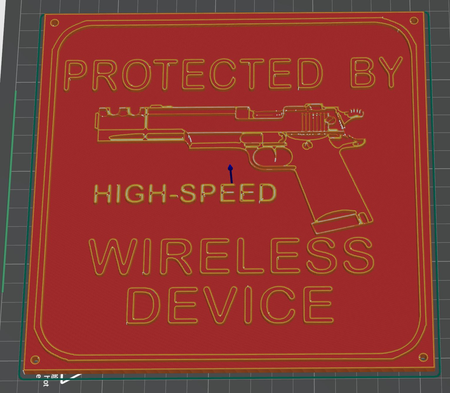 Protected by Wireless Device Sign Remix (true flat face & hard corners)