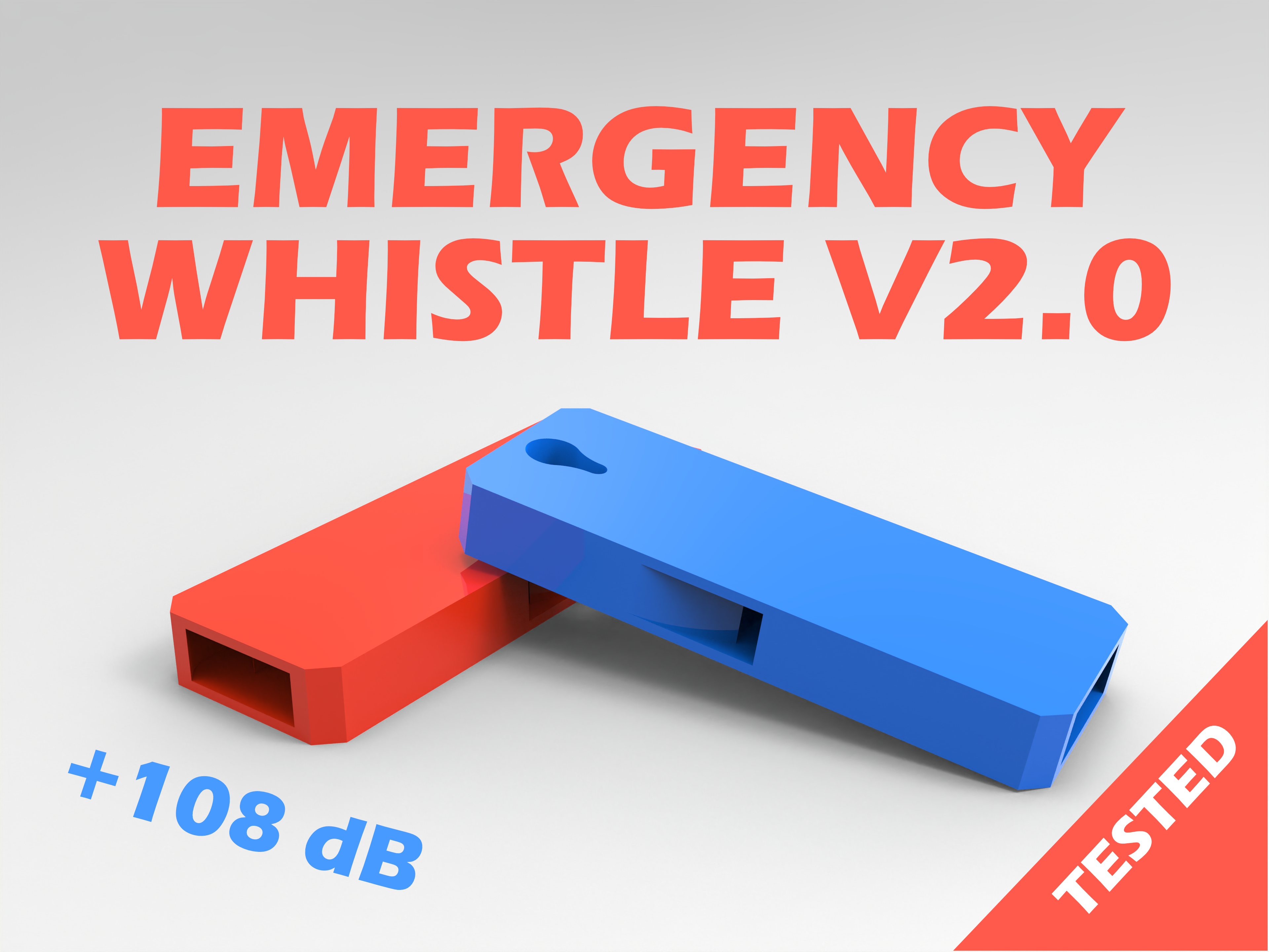 EMERGENCY WHISTLE V2.0 - WHISTLE - AVALANCHE WHISTLE (Tested) 3D model thumbnail