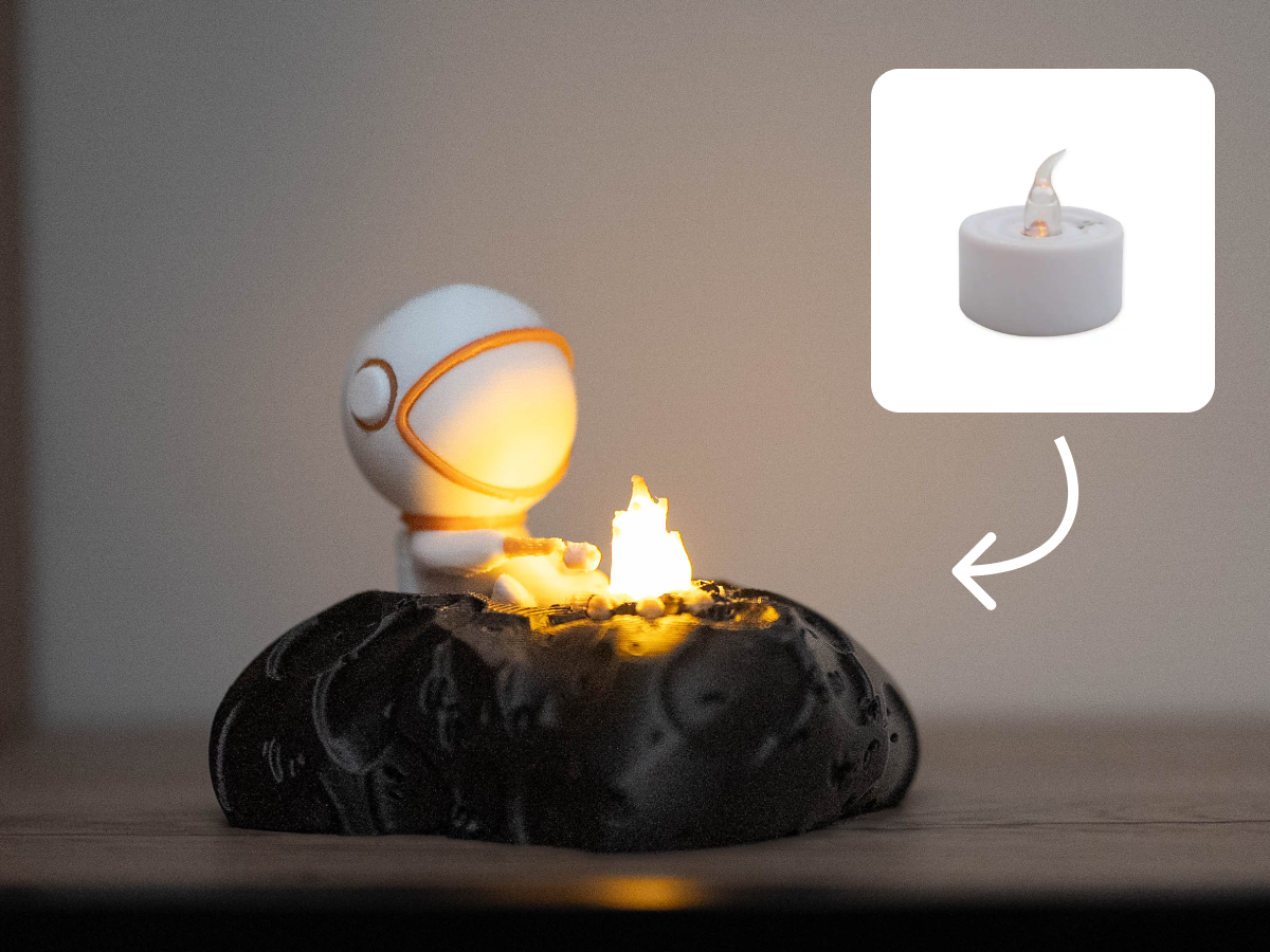 Adorable Astronaut Roasting a Marshmallow on His Asteroid