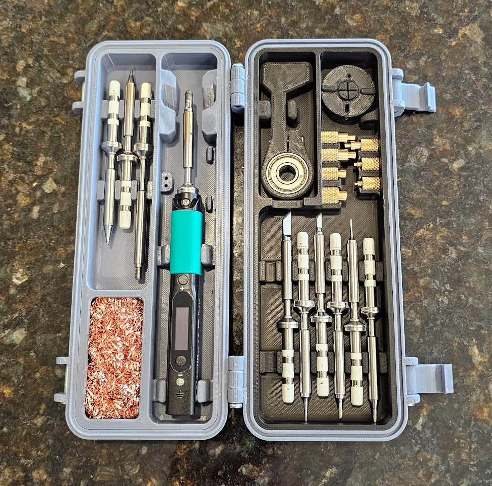 Pinecil 11 short tip + heatset rugged case inserts 3D model thumbnail