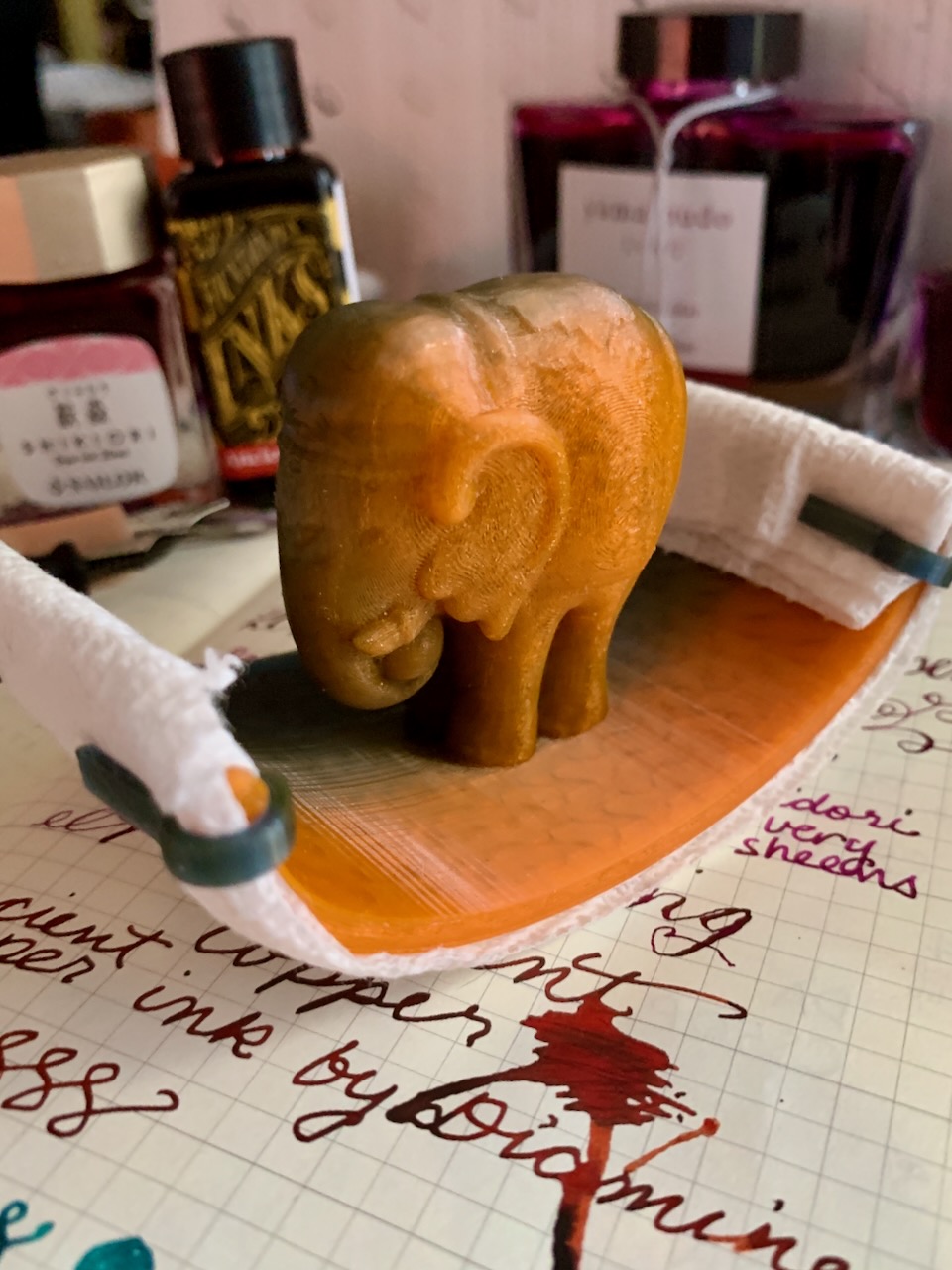 Elephant "Flying Carpet" rocker ink blotter