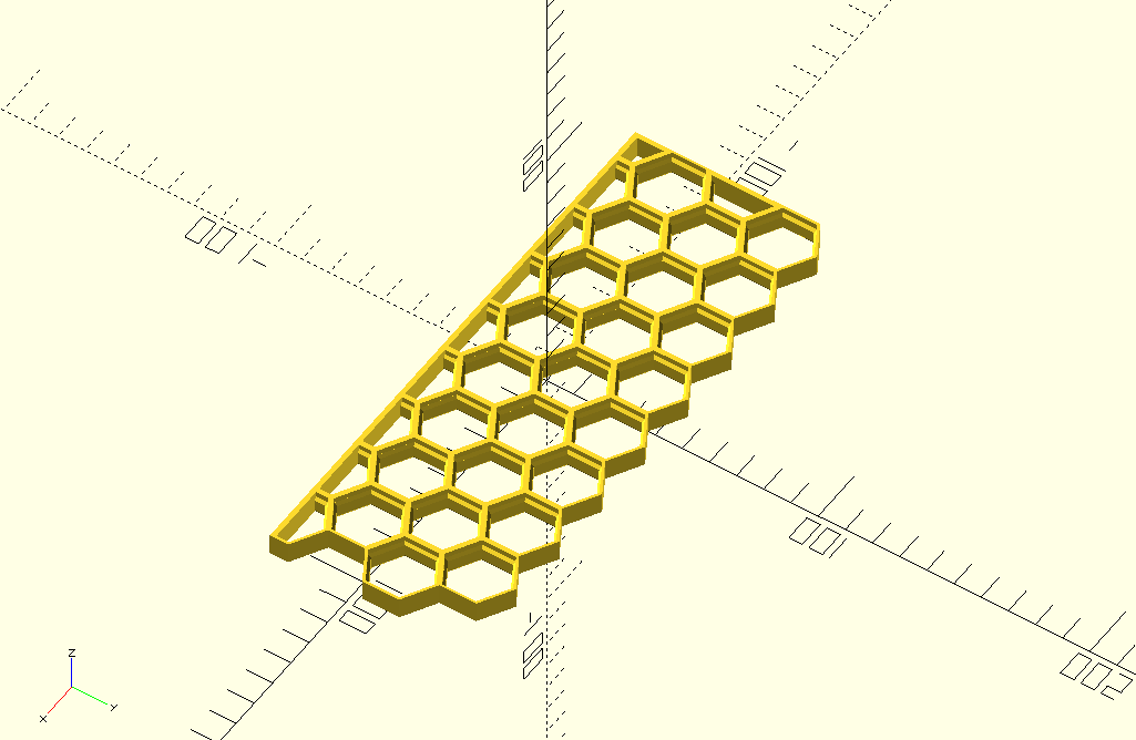 OpenSCAD Parameterized Honeycomb Storage Wall Improved