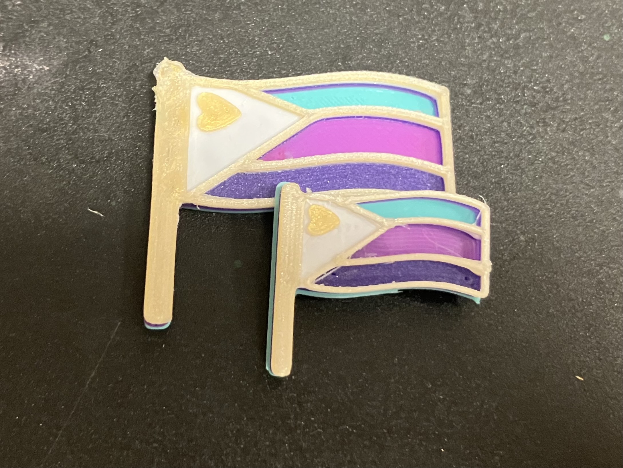 Pin polyamorous pride flag (multi colour-layer print)