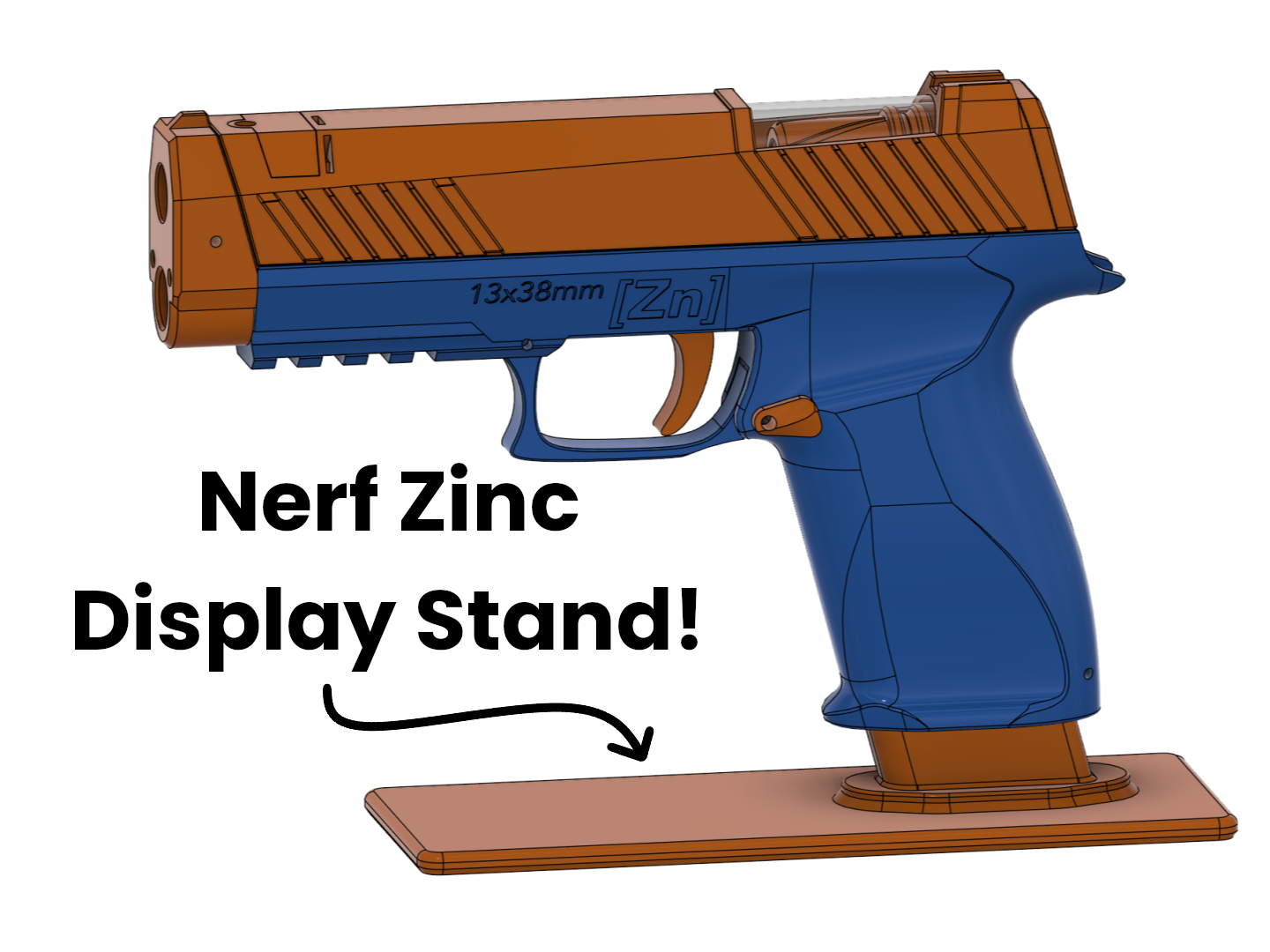 Display Stand for the Zinc Nerf Pistol (118 Design) (Silly Stand)