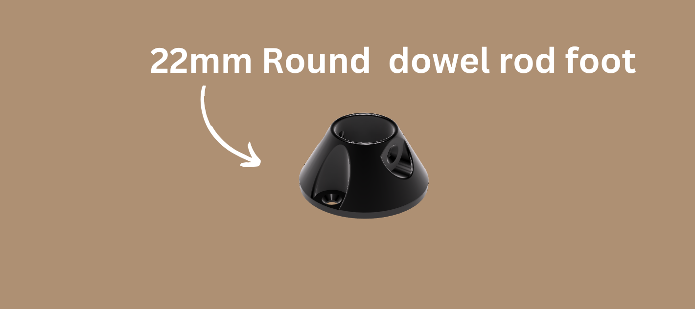 22mm round dowel rod foot