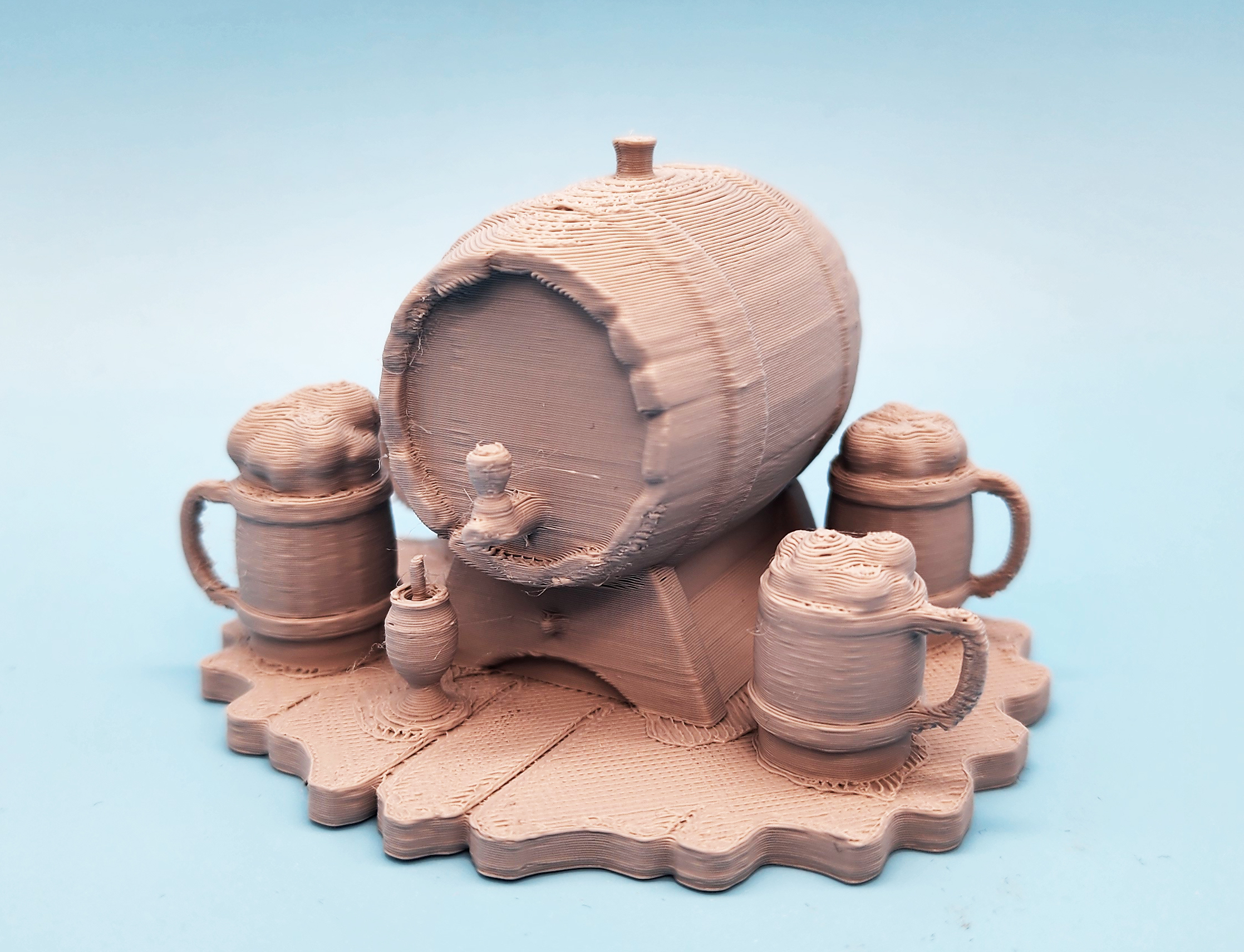 Beer Barrel with Mugs Miniature