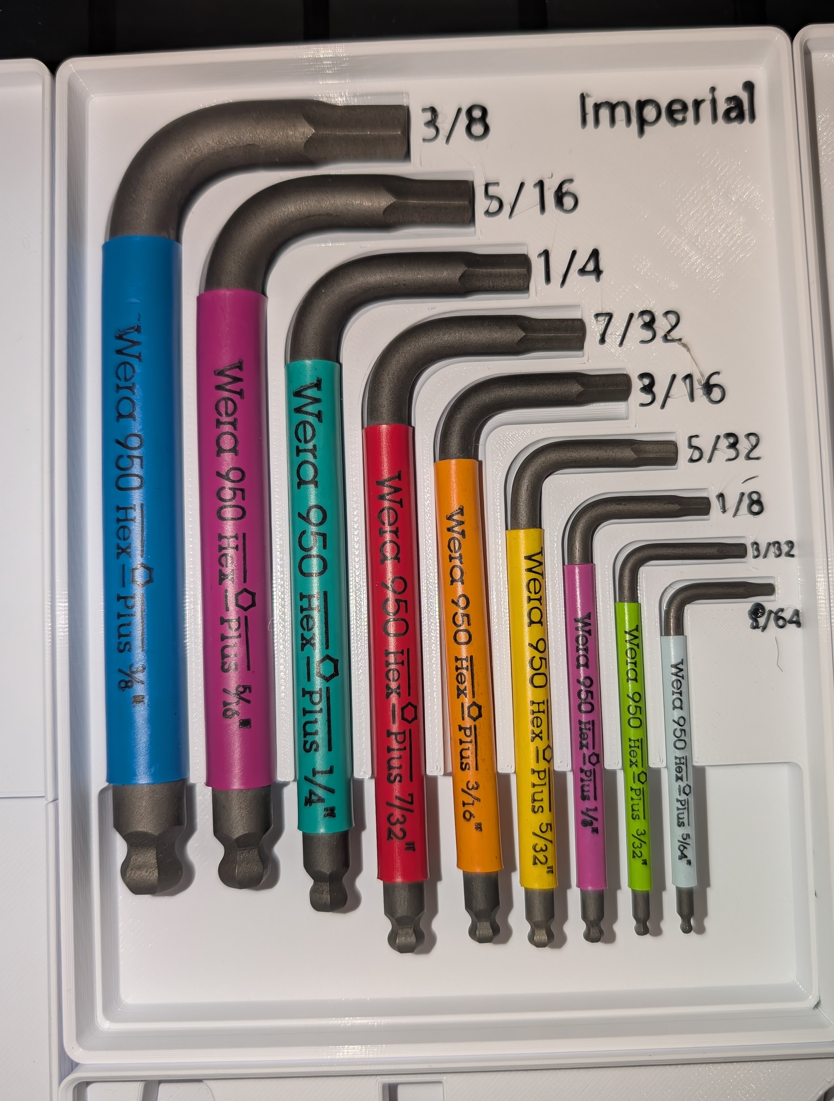 Wera Hex Wrench Imperial Gridfinity (short, single or multi color)