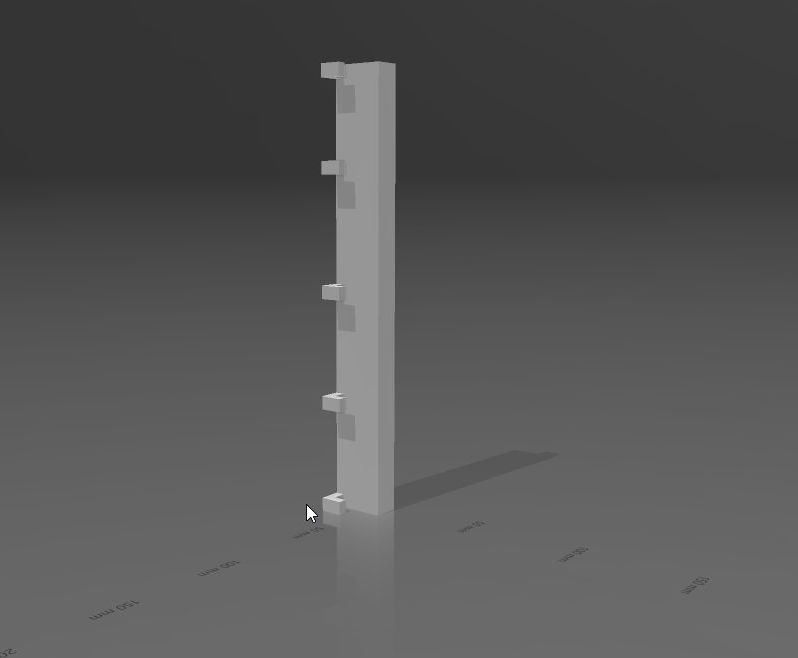 hook rack with 5 hooks. 3D model thumbnail