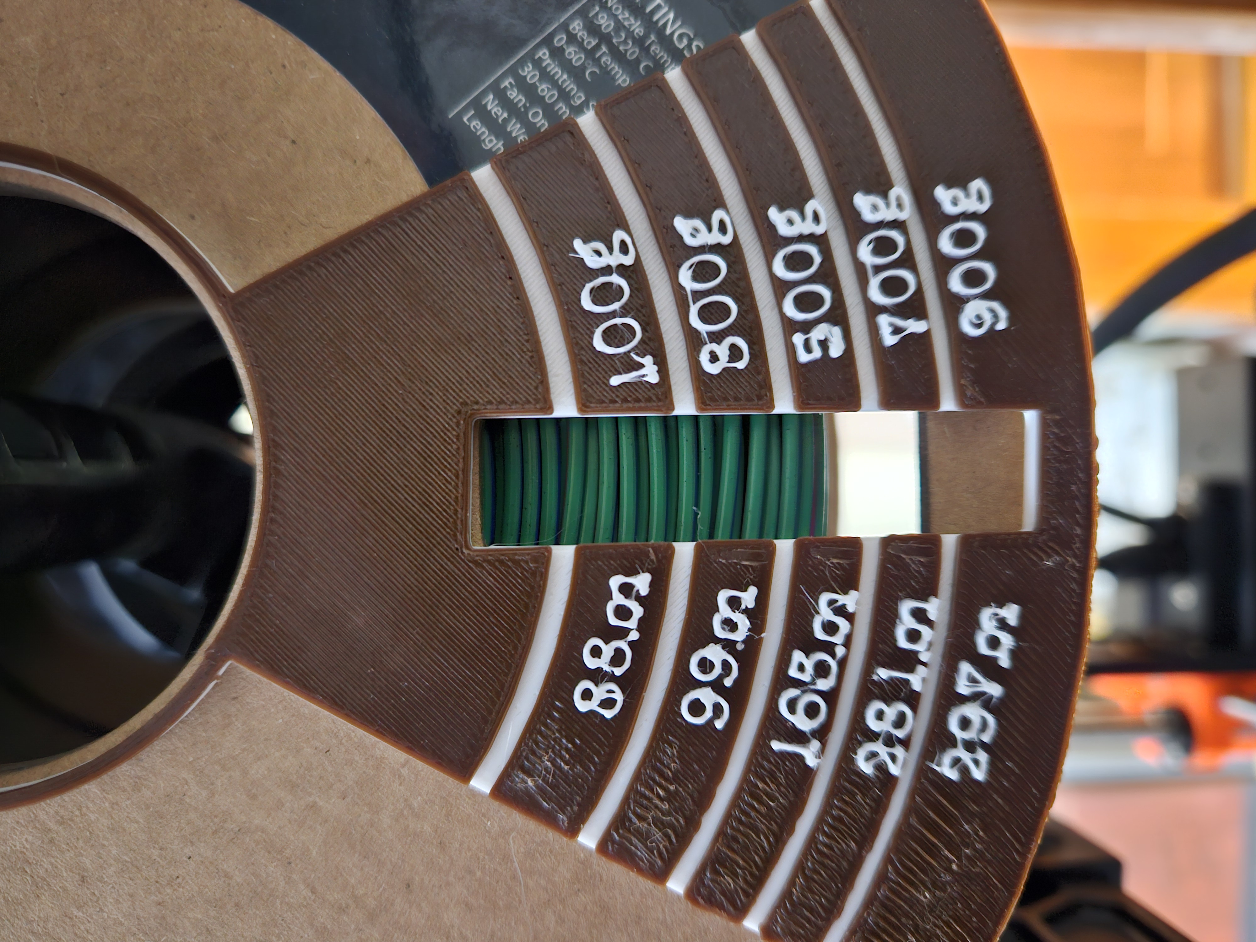 Filament spool gauge indicator for 1.75mm PLA