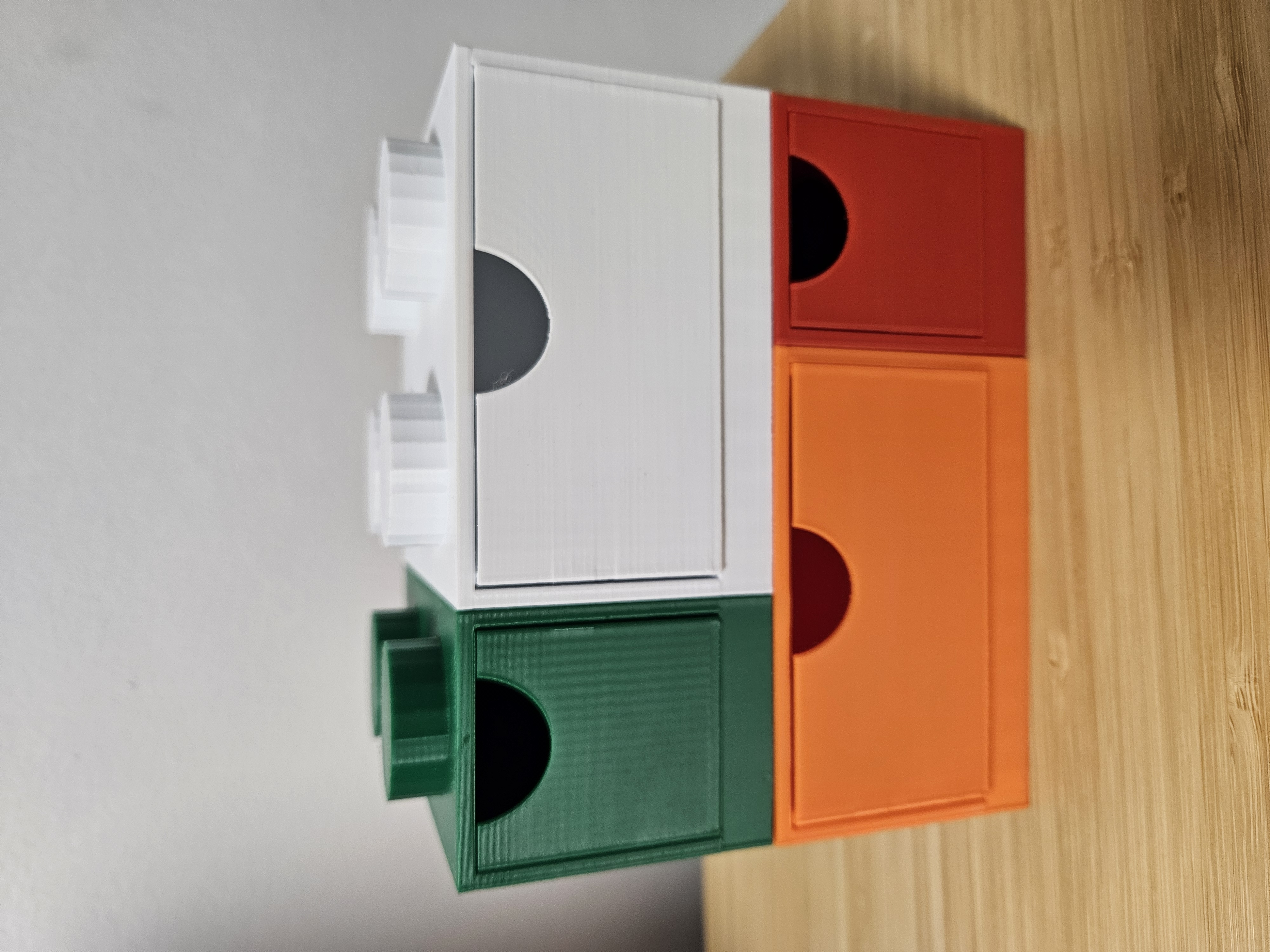 Lego inspired stackable desk drawers