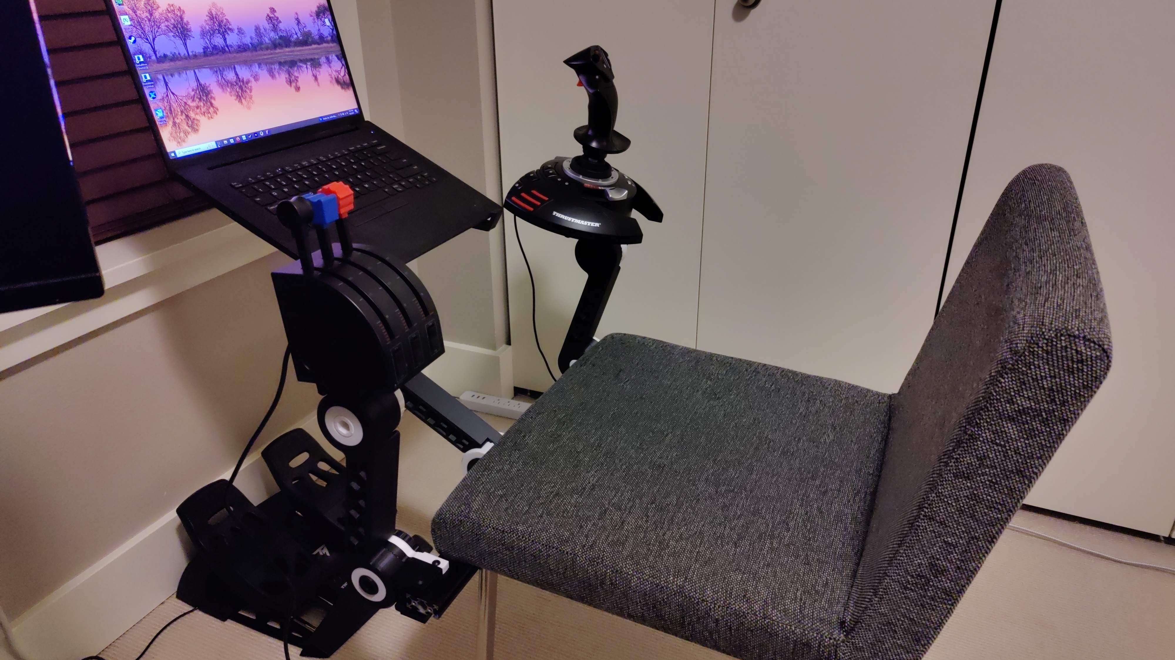 Thrustmaster T Flight Joystick and Logitec Throttle Axis Mounts for Multifunction Arm Mounting System