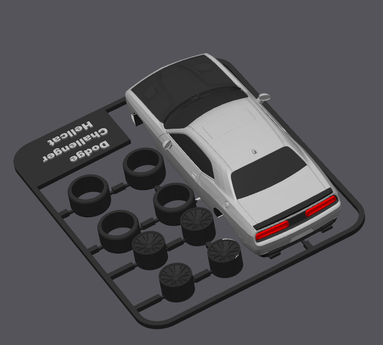 Miniatura 2 do modelo 3D Dodge Challenger Hellcat Black/Grey
