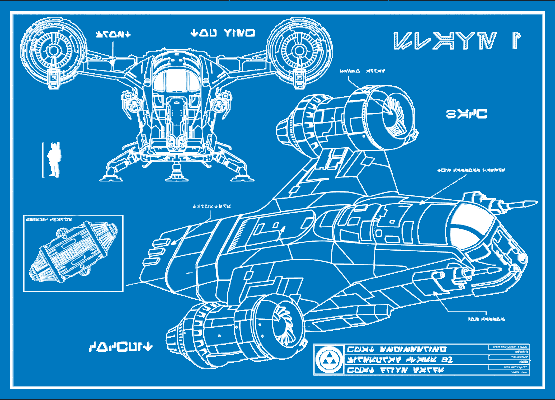 Mandalorian Razor Crest blue print HueForge