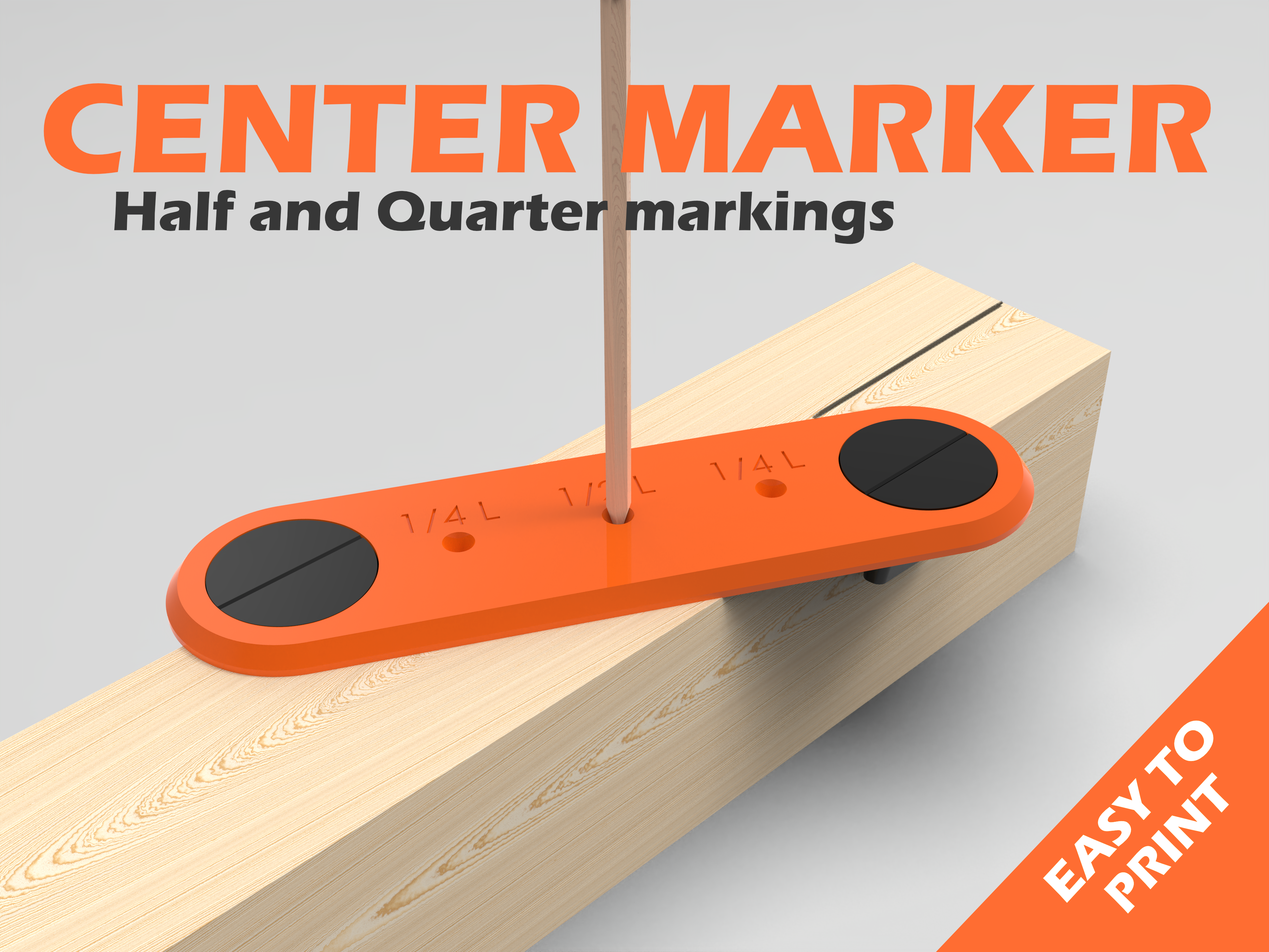 CENTER FINDER V2.0 - CENTER MARKING TOOL (Print In Place) 3D model thumbnail