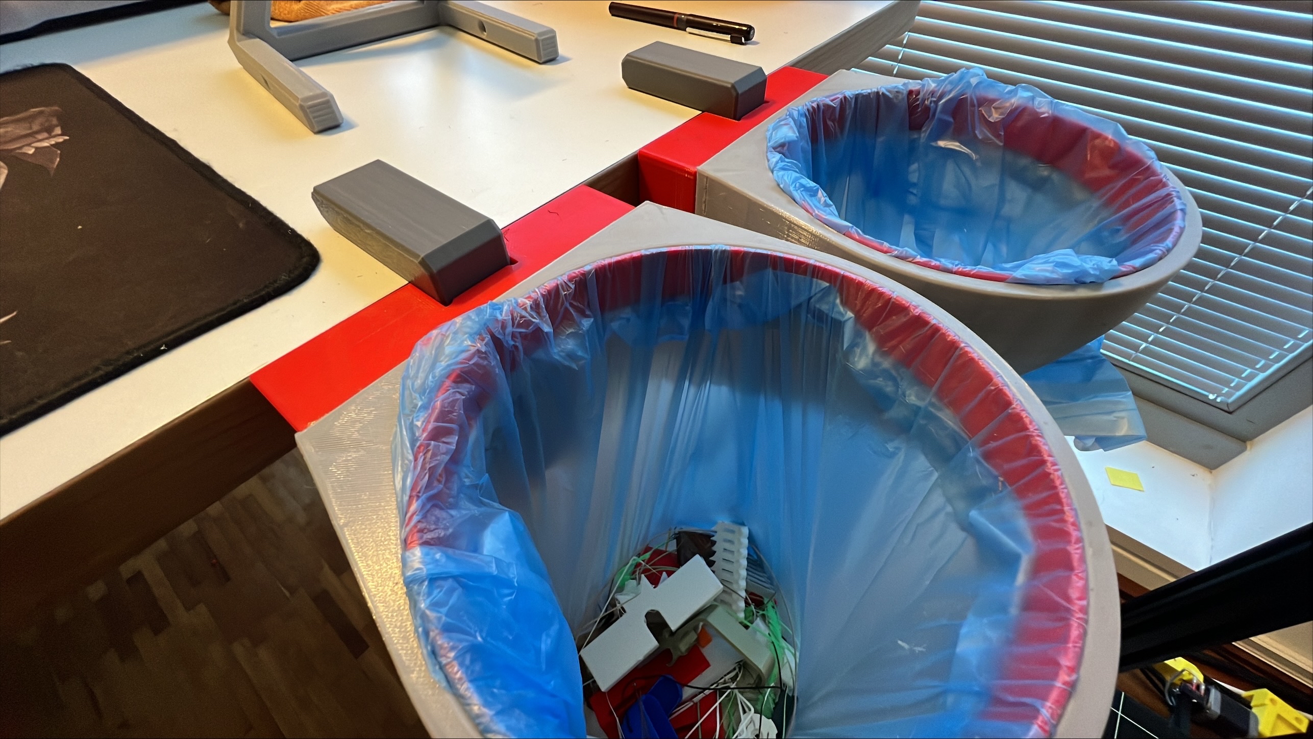Waste Bag Holder connected with the Desk Clamp System
